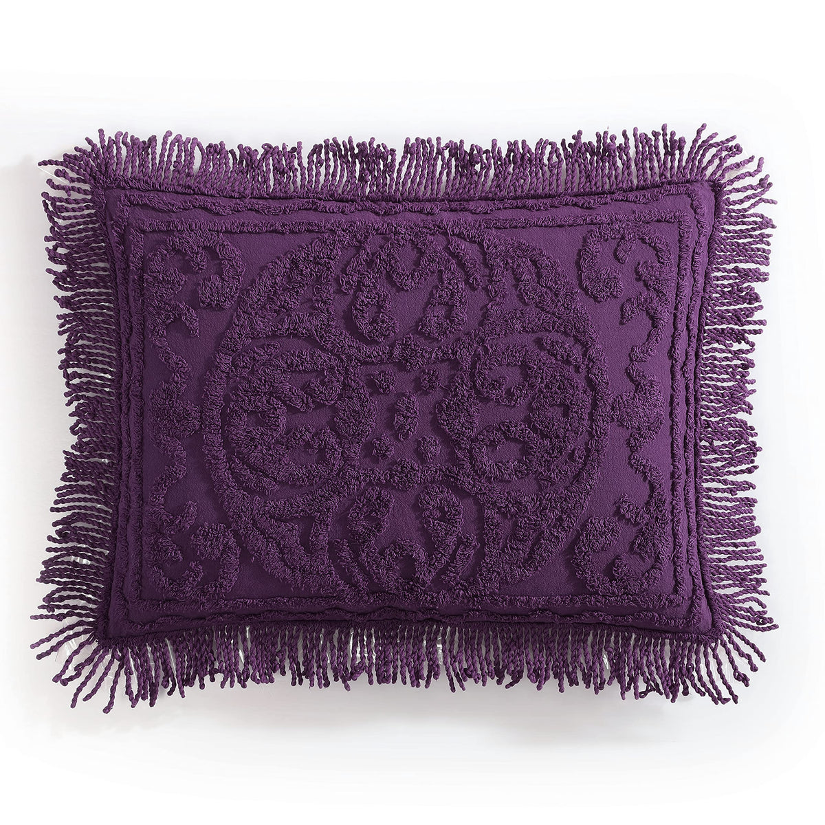 Beatrice Home Fashions Medallion Chenille, King Sham, Eggplant