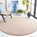 SAFAVIEH Natural Fiber Collection 8 Round Marble / Khaki NF143E Border Sisal Area Rug