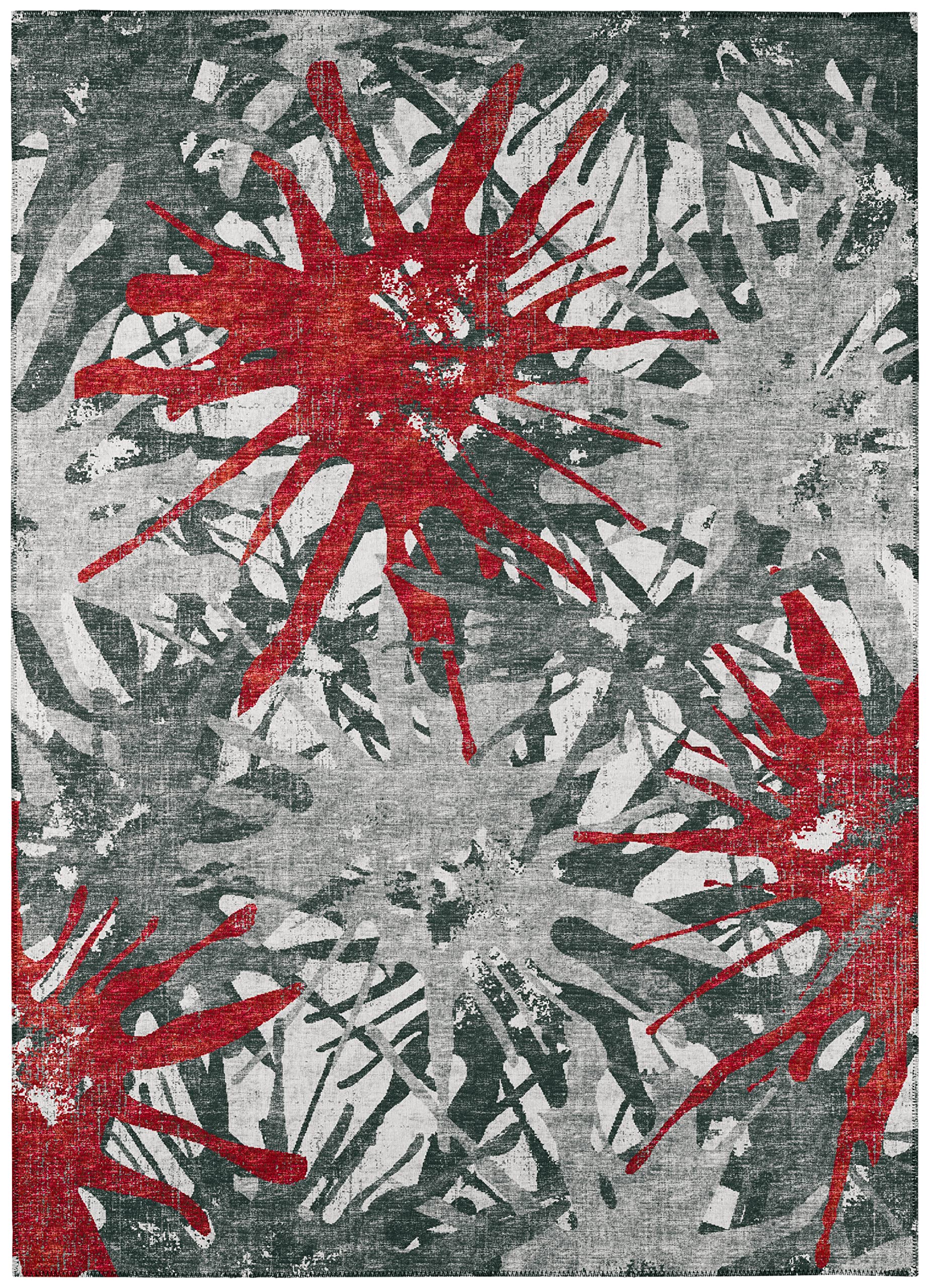 Addison Rugs Bravado Abv36 Red 8' X 8' Indoor Outdoor Round Rug, Easy Clean, Machine Washable, Non Shedding, Bedroom, Entry, Living Room, Dining Room, Kitchen, Patio Rug