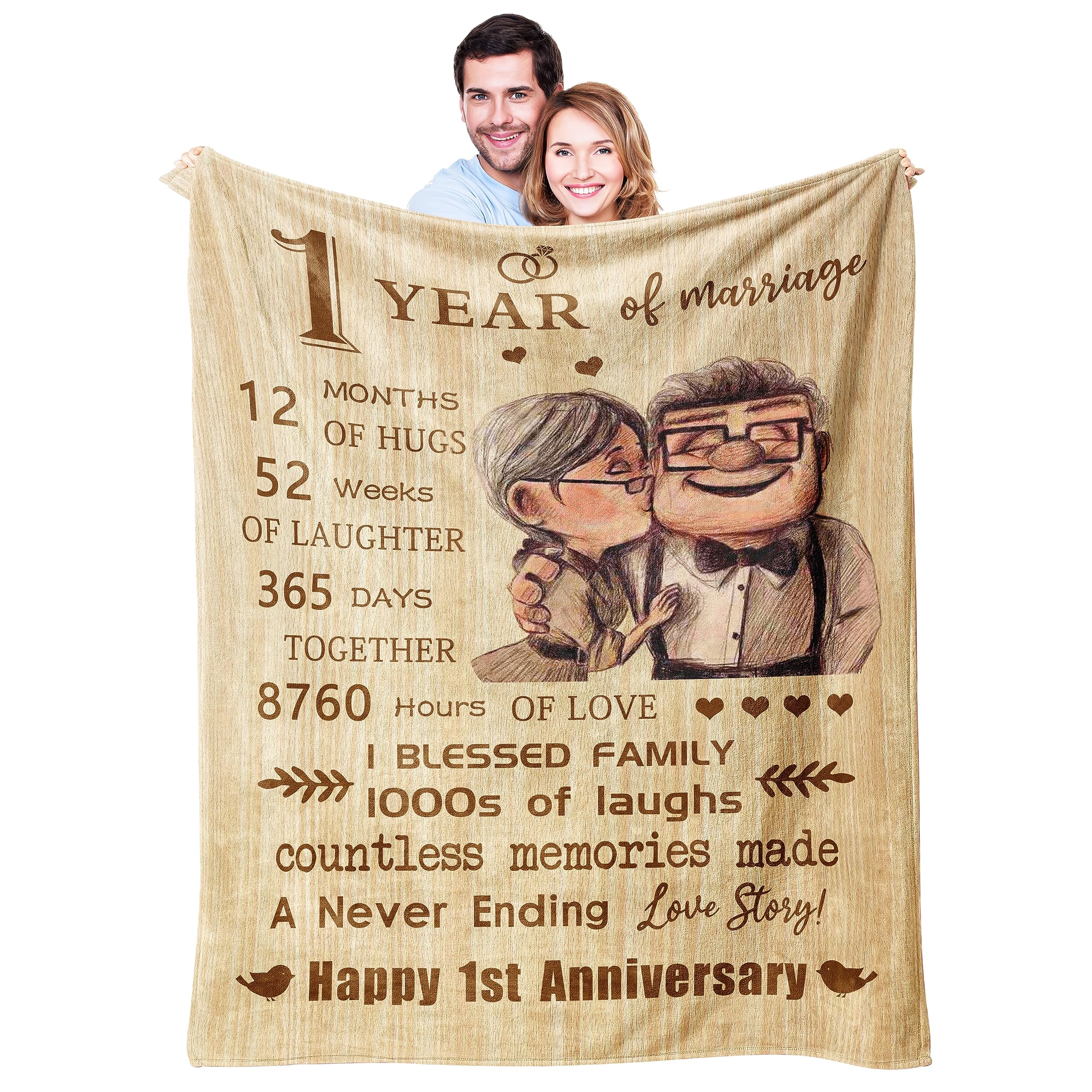 1St Anniversary Blanket Gifts For Couple, One Year Anniversary Blanket Gifts 60?X50?, First Wedding For Husband/Wife/Him/Her, Be