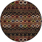Safavieh Amsterdam Collection Area Rug - 11' Round, Black & Multi, Moroccan Boho Design, Non-Shedding & Easy Care, Ideal For Hig