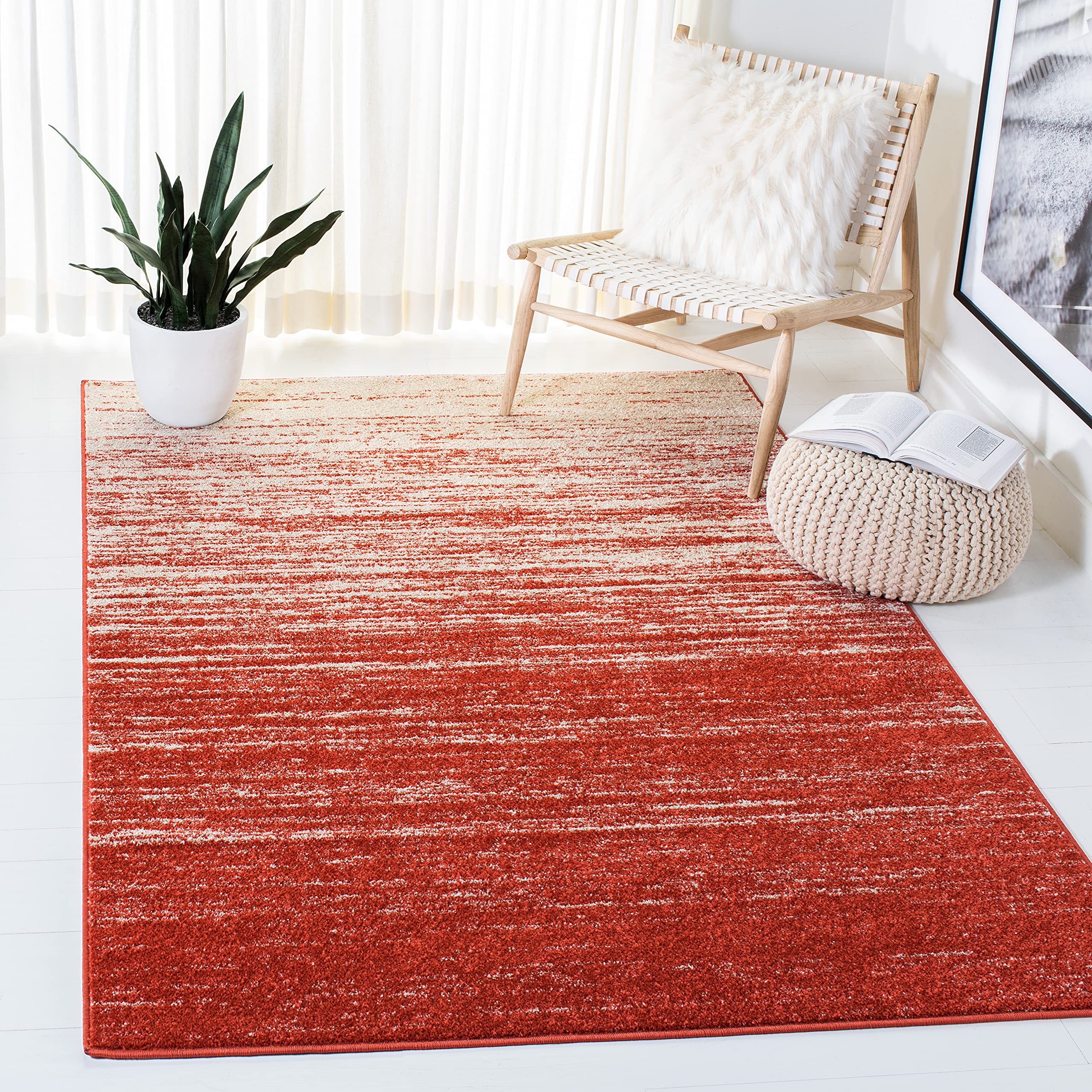 SAFAVIEH Adirondack Collection Accent Rug - 3 x 5, Orange & Grey, Modern Ombre Design, Non-Shedding & Easy Care, Ideal for Hig