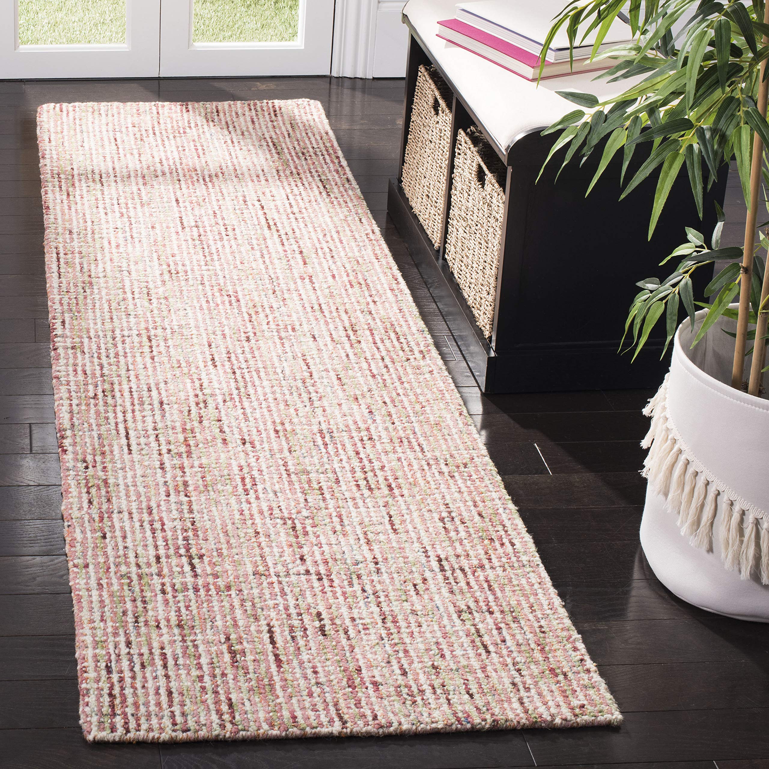 SAFAVIEH Abstract Collection Runner Rug - 2'3'' x 8', Beige & Rust, Handmade Wool, Ideal for High Traffic Areas in Living Room, 