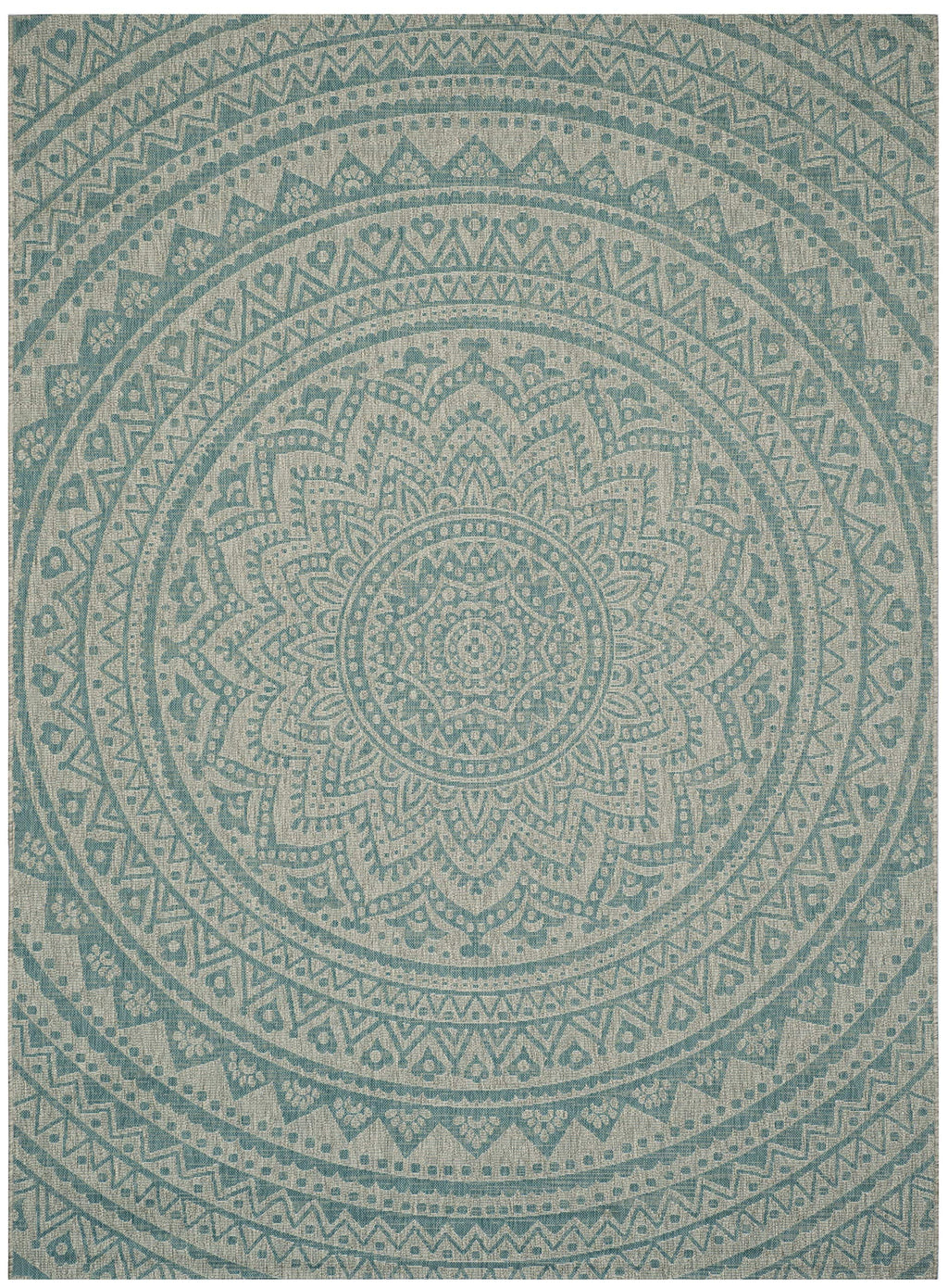 Safavieh Courtyard Collection 9' X 12' Light Grey / Aqua Cy8734 Indoor/ Outdoor Waterproof Easy Cleaning Patio Backyard Mudroom Area Rug