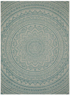 Safavieh Courtyard Collection 8' X 10' Light Grey / Aqua Cy8734 Indoor/ Outdoor Waterproof Easy Cleaning Patio Backyard Mudroom Area Rug