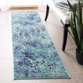 SAFAVIEH Madison Collection Runner Rug - 2'2'' x 6', Turquoise & Navy, Boho Abstract Distressed Design, Non-Shedding & Easy Care