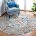 SAFAVIEH Shivan Collection 67 Round Blue/Grey SHV725M Medallion Distressed Non-Shedding Dining Room Entryway Foyer Living Room 