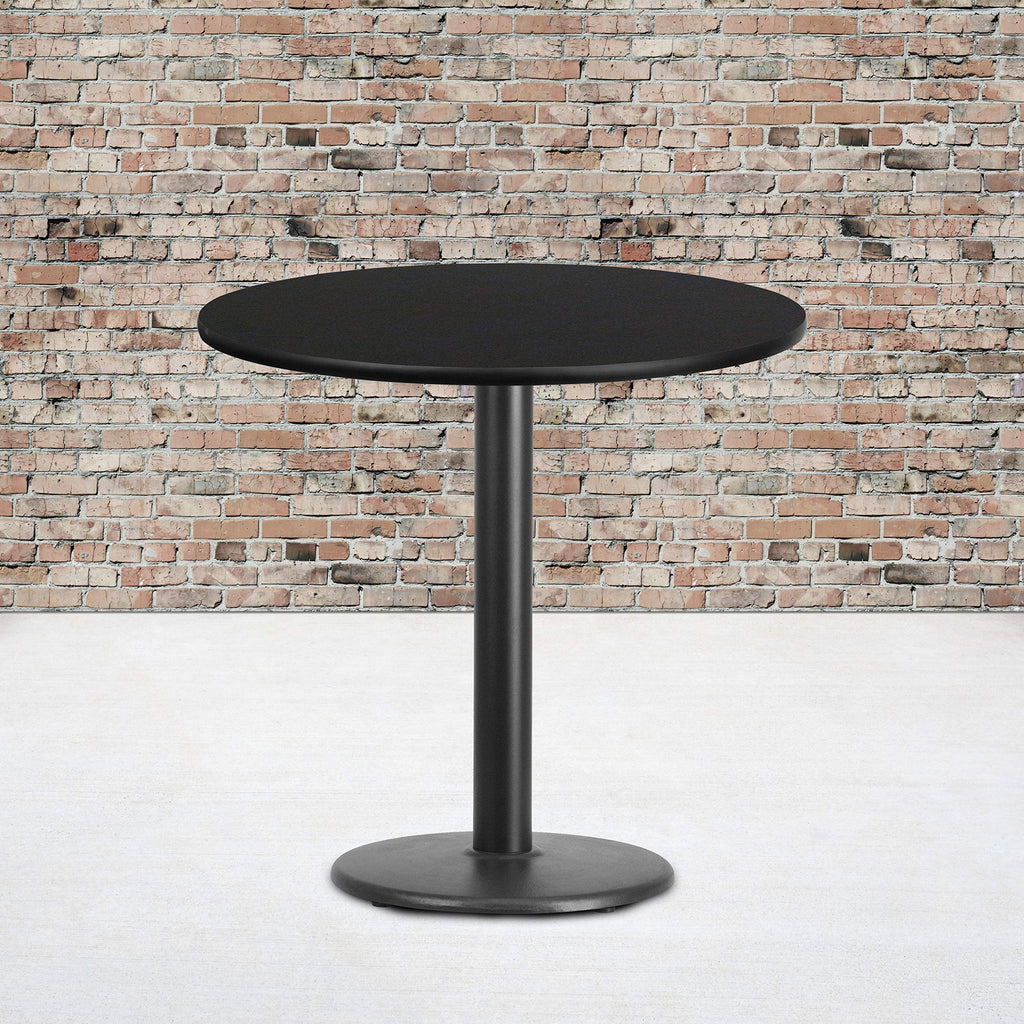 Flash Furniture 30'' Round Black Laminate Table Top with 18'' Round Table Height Base