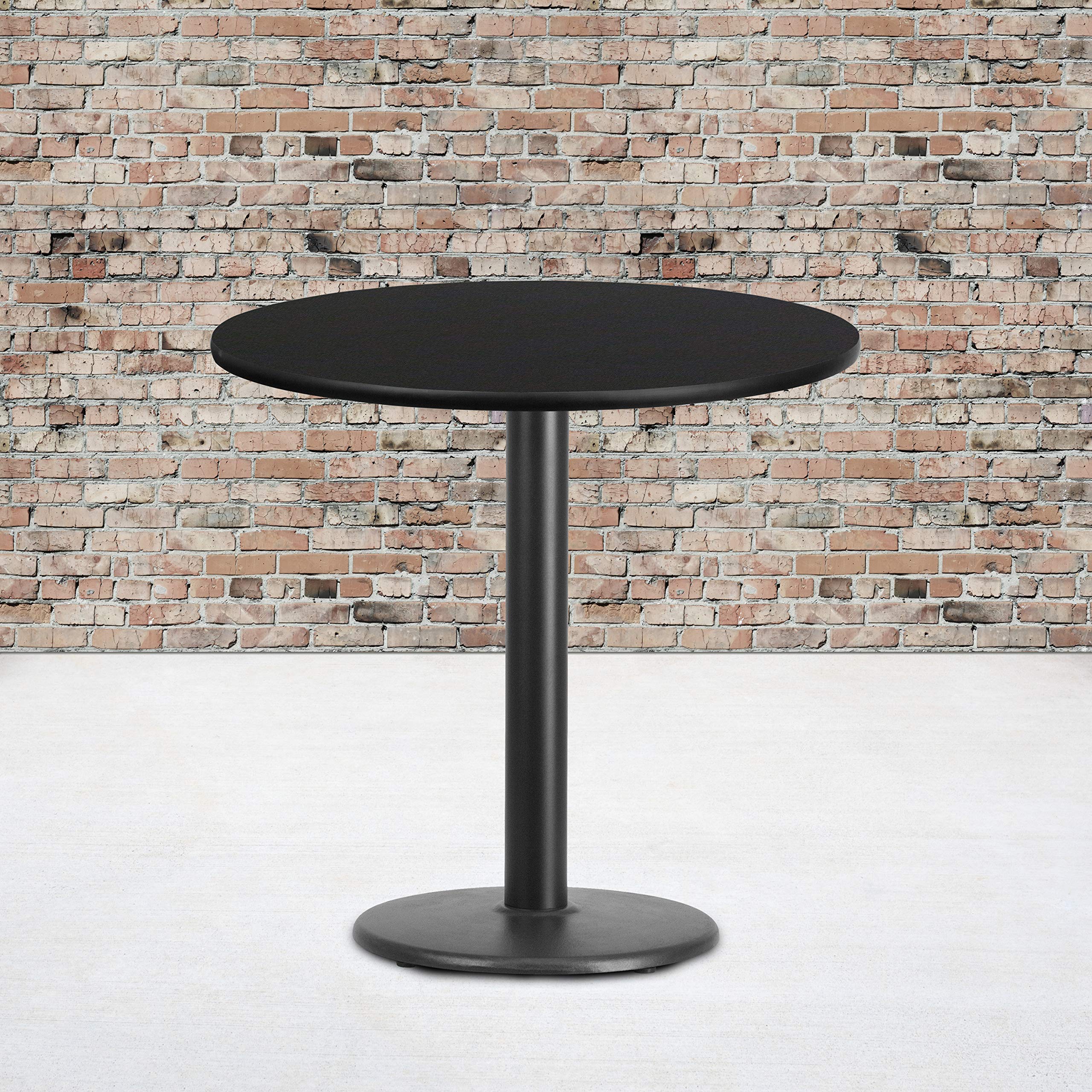 Flash Furniture 30'' Round Black Laminate Table Top with 18'' Round Table Height Base