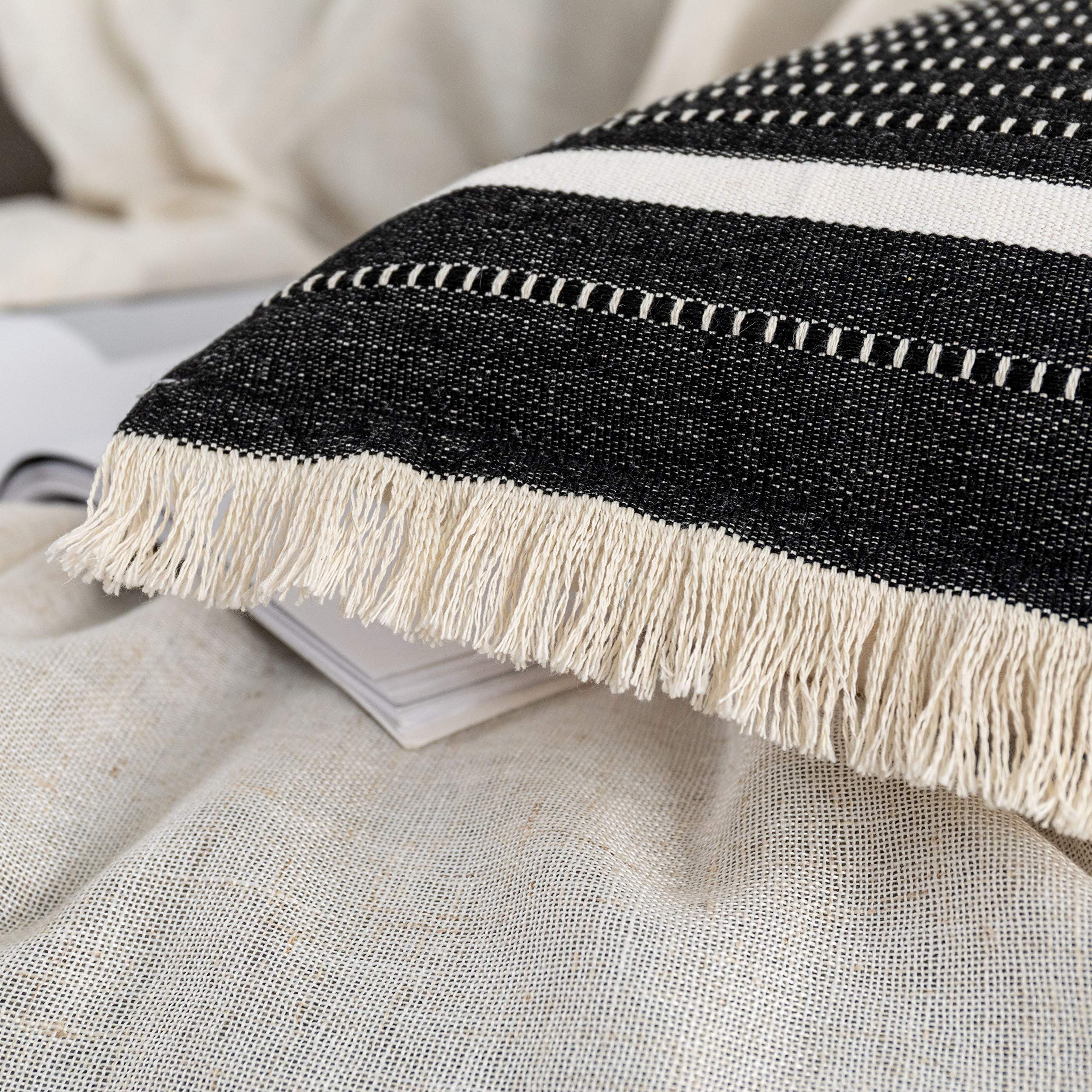 Ojia Modern Throw Pillow Cover With Tassels, Decorative Liana Fringe Accent Cushion Case, Farmhouse Woven Pillowcase For Sofa Ch