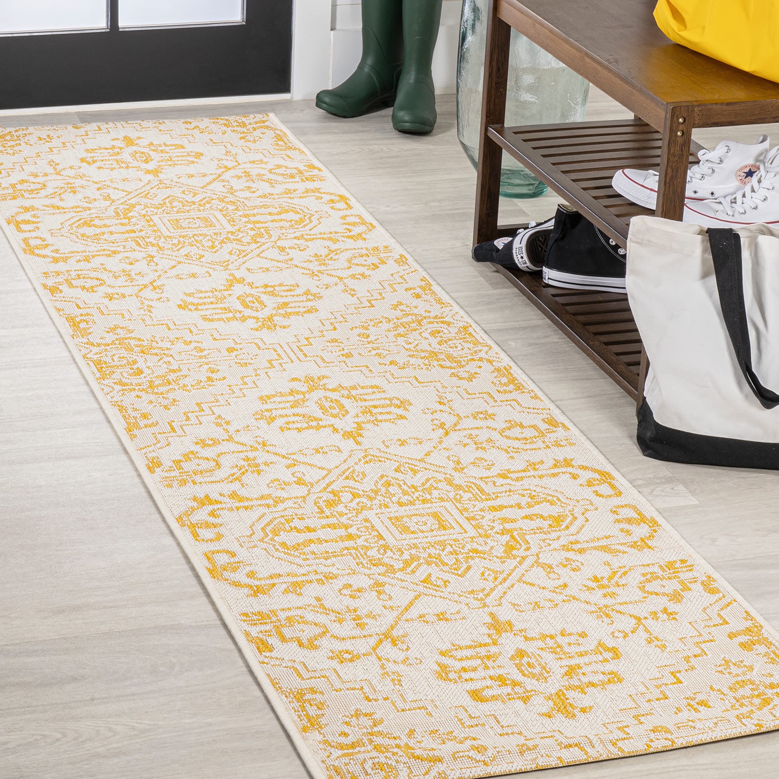 Jonathan Y Smb105H-28 Estrella Bohemian Medallion Textured Weave Indoor Outdoor Area Rug, Coastal Traditional Transitional Easy