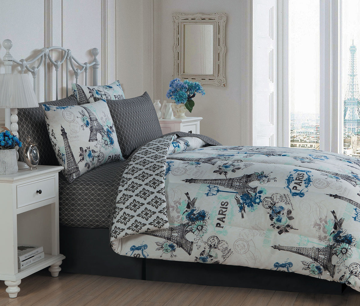 geneva Home Fashion cherie Blue Bed in a Bag Set, Queen