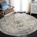 SAFAVIEH Madison Collection Area Rug - 67 Round, Grey & Gold, Boho Chic Medallion Distressed Design, Non-Shedding & Easy Care, 