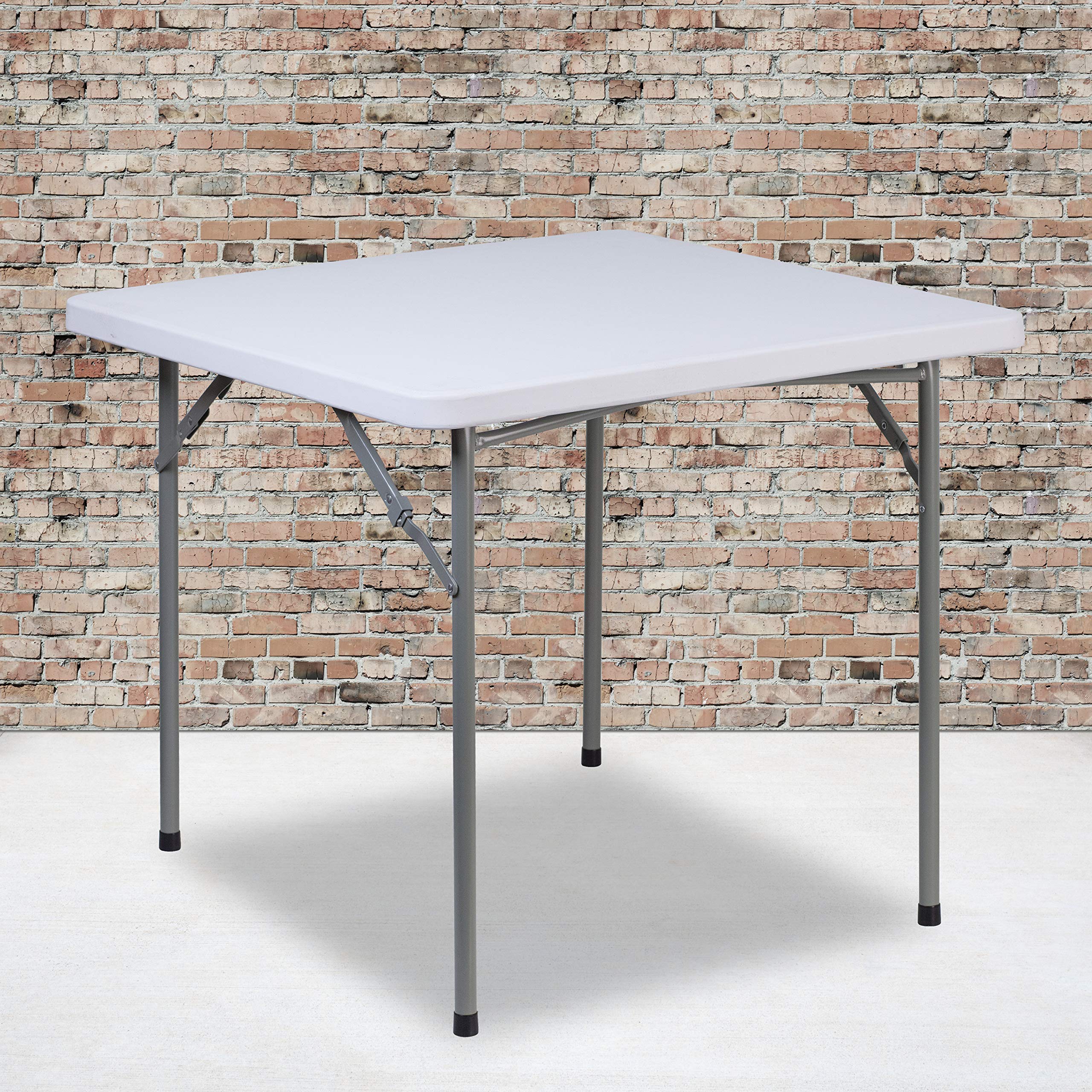Flash Furniture Kathryn 2.81-Foot Square Granite White Plastic Folding Table with Powder Coated Locking Legs