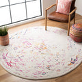 SAFAVIEH Tulum Collection 67 Round Ivory / Fuchsia TUL268E Moroccan Boho Distressed Non-Shedding Dining Room Entryway Foyer Liv