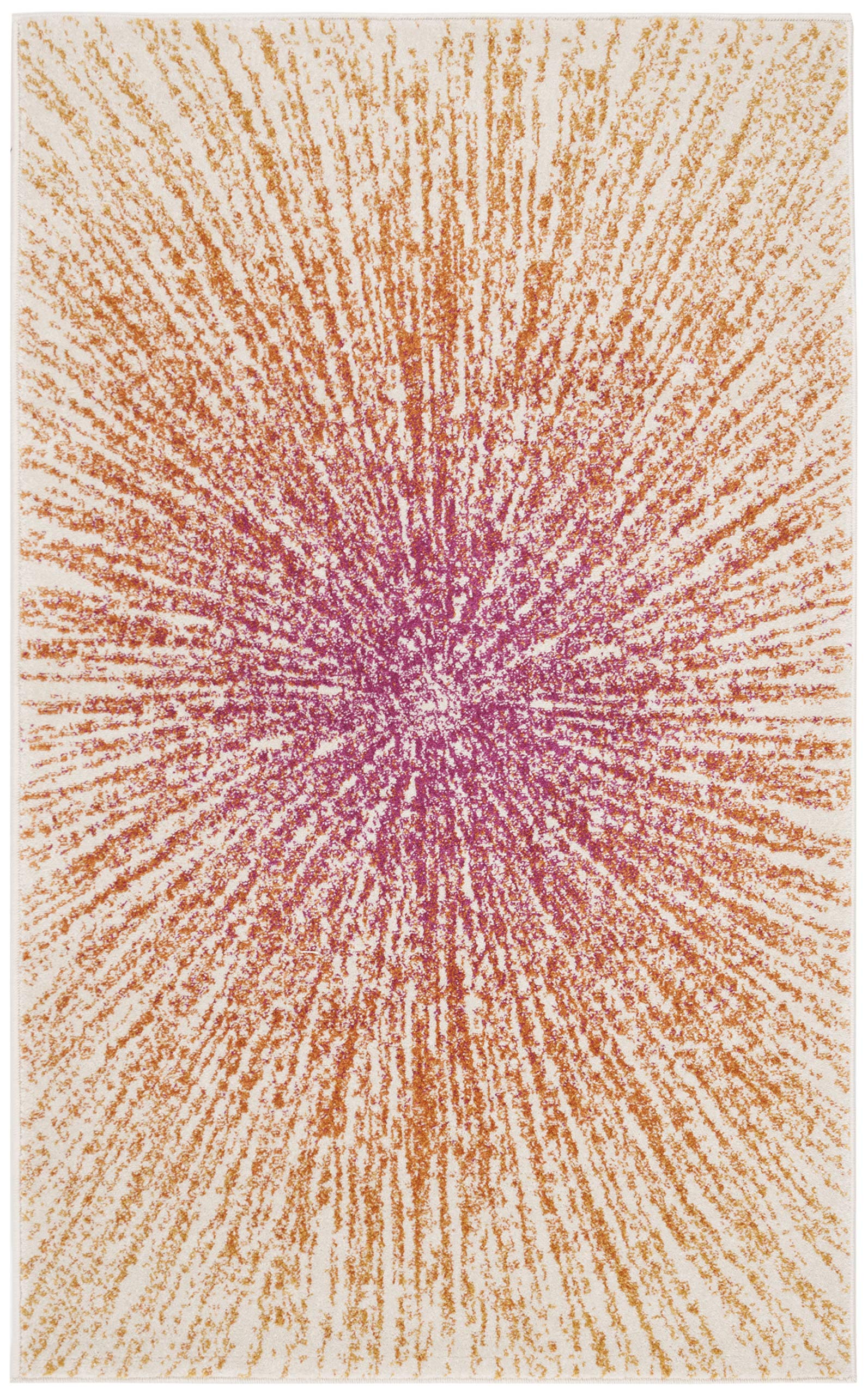 SAFAVIEH Evoke Collection 22 x 4 Fuchsia/Cream EVK228R Abstract Burst Non-Shedding Living Room Bedroom Accent Rug