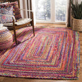 SAFAVIEH Braided Collection 2 x 3 Red / Multi BRD210A Handmade Boho Reversible Cotton Accent Rug