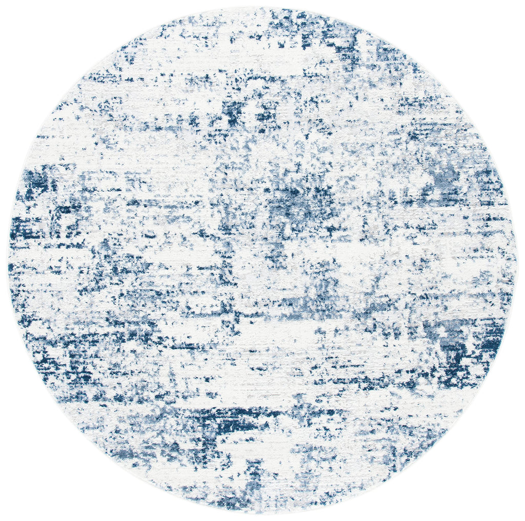 Safavieh Amelia Collection Area Rug - 9' Round, Ivory & Navy, Modern Abstract Design, Non-Shedding & Easy Care, Ideal For High T