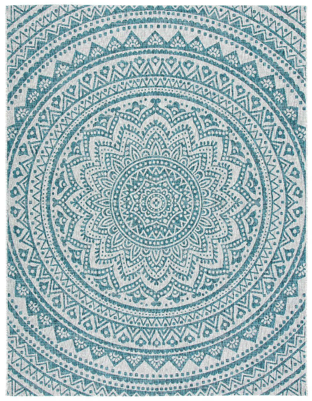Safavieh Courtyard Collection 8' X 11' Light Grey / Teal Cy8734 Indoor/ Outdoor Waterproof Easy Cleaning Patio Backyard Mudroom Area Rug