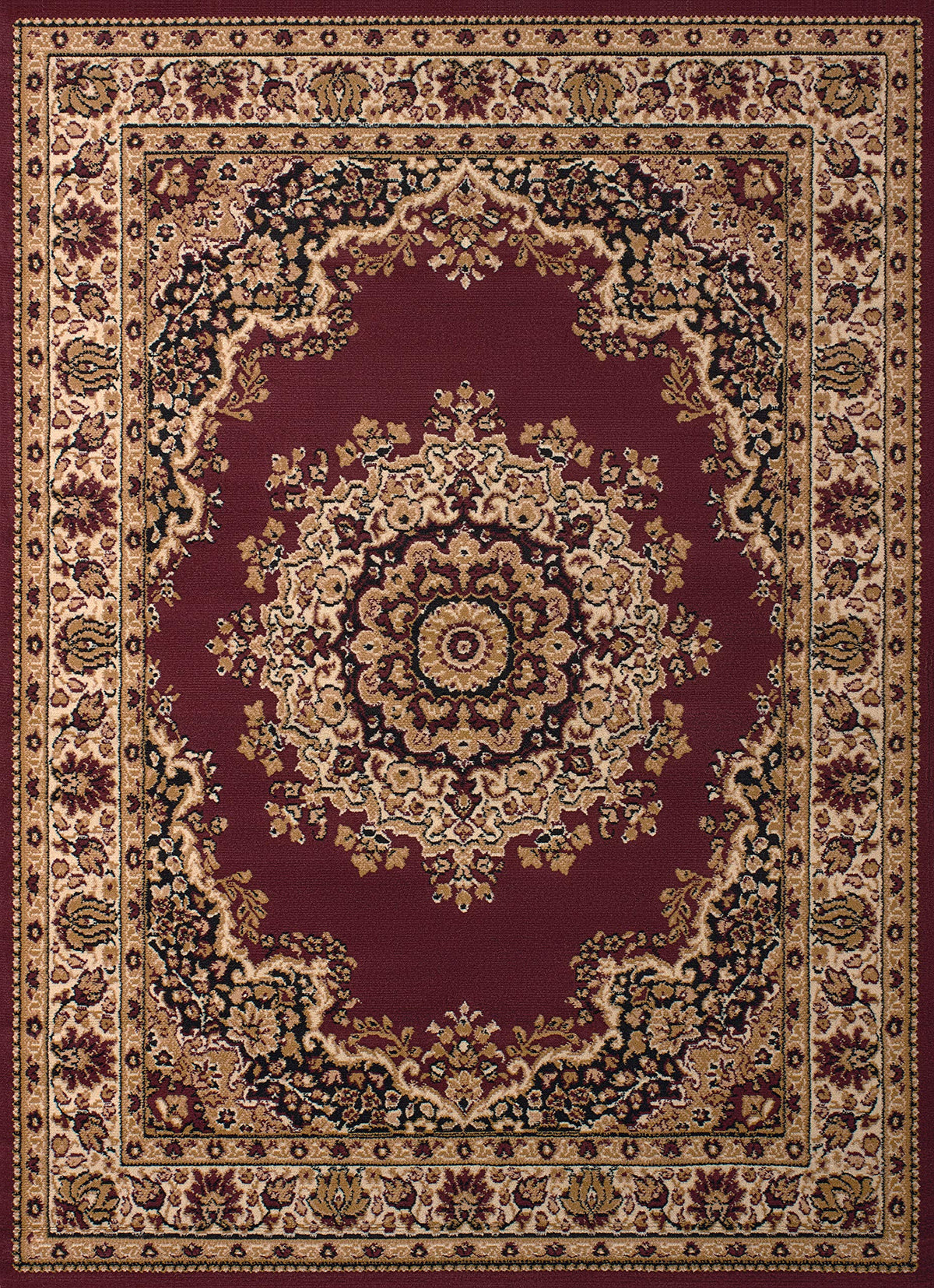 United Weavers Dallas Floral Kirman Area Rug  Burgundy, 8X11, Traditional Indoor Floor Rug With Jute Backing