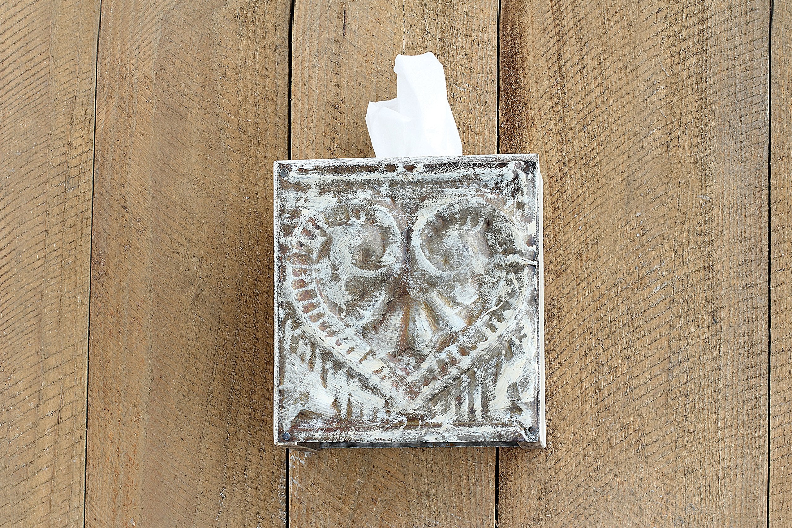 Creative Co-Op Wood & Metal Bless You Tissue Box Cover