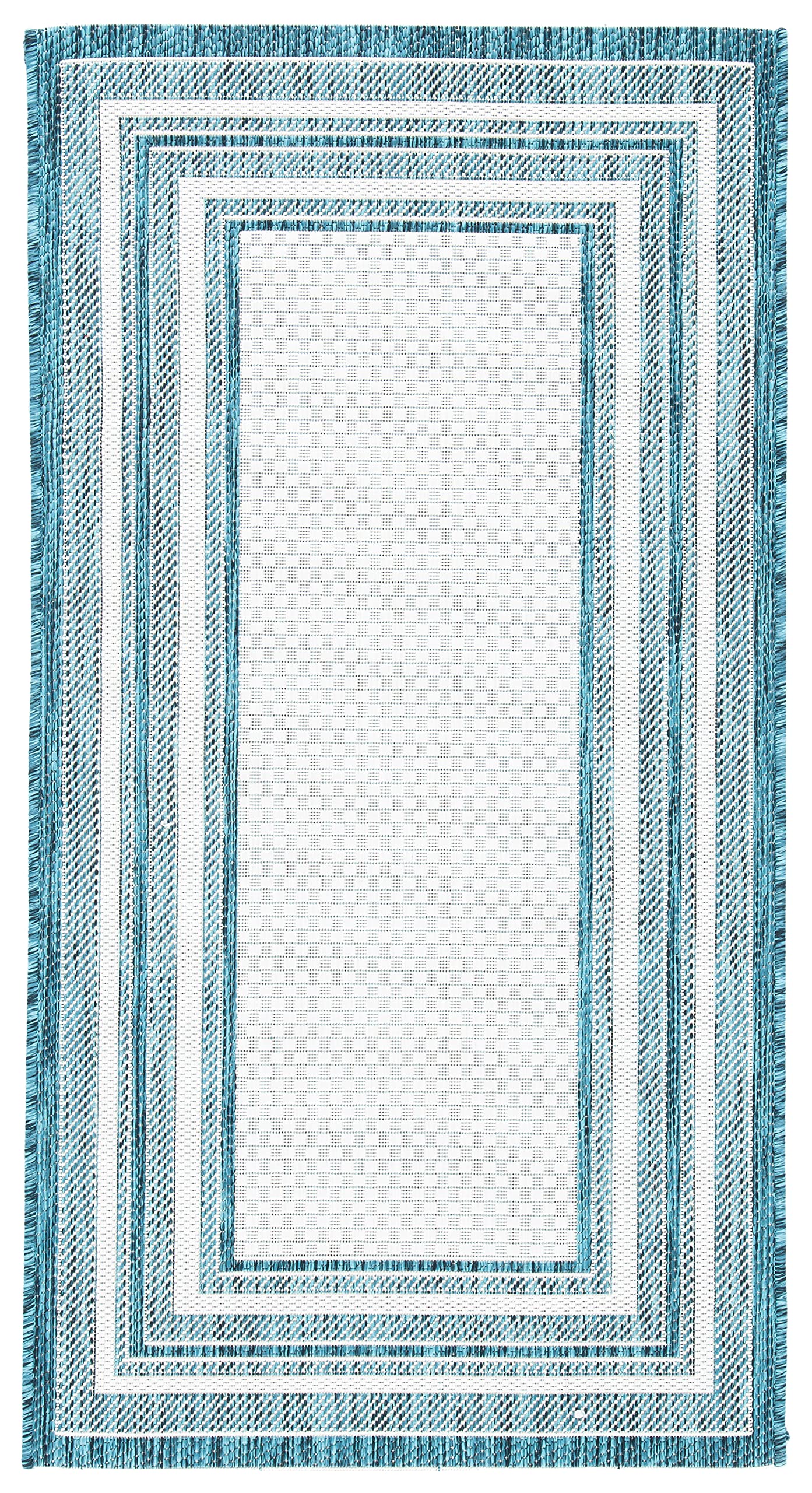 Safavieh Courtyard Collection 2'7' X 5' Ivory / Teal Cy8475 Indoor/ Outdoor Patio Backyard Mudroom Area Rug