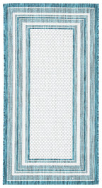 Safavieh Courtyard Collection 2'7' X 5' Ivory / Teal Cy8475 Indoor/ Outdoor Patio Backyard Mudroom Area Rug