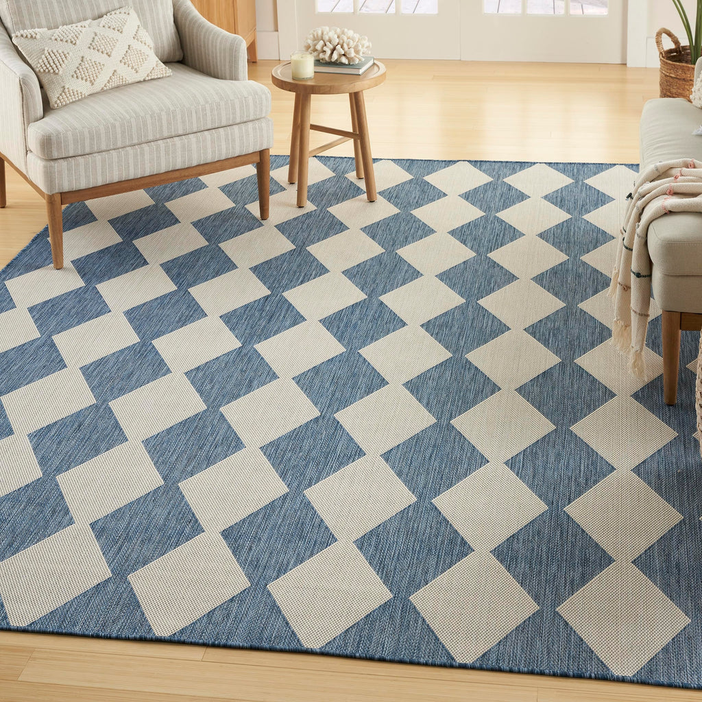Nourison Positano Indoor/Outdoor Navy Blue 5' X 7' Area Rug, Easy Cleaning, Non Shedding, Bed Room, Living Room, Dining Room, Backyard, Deck, Patio (5X7)