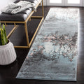 SAFAVIEH Glacier Collection 23 x 8 Blue/Pink GLA125L Modern Abstract Non-Shedding Living Room Entryway Foyer Hallway Bedroom R