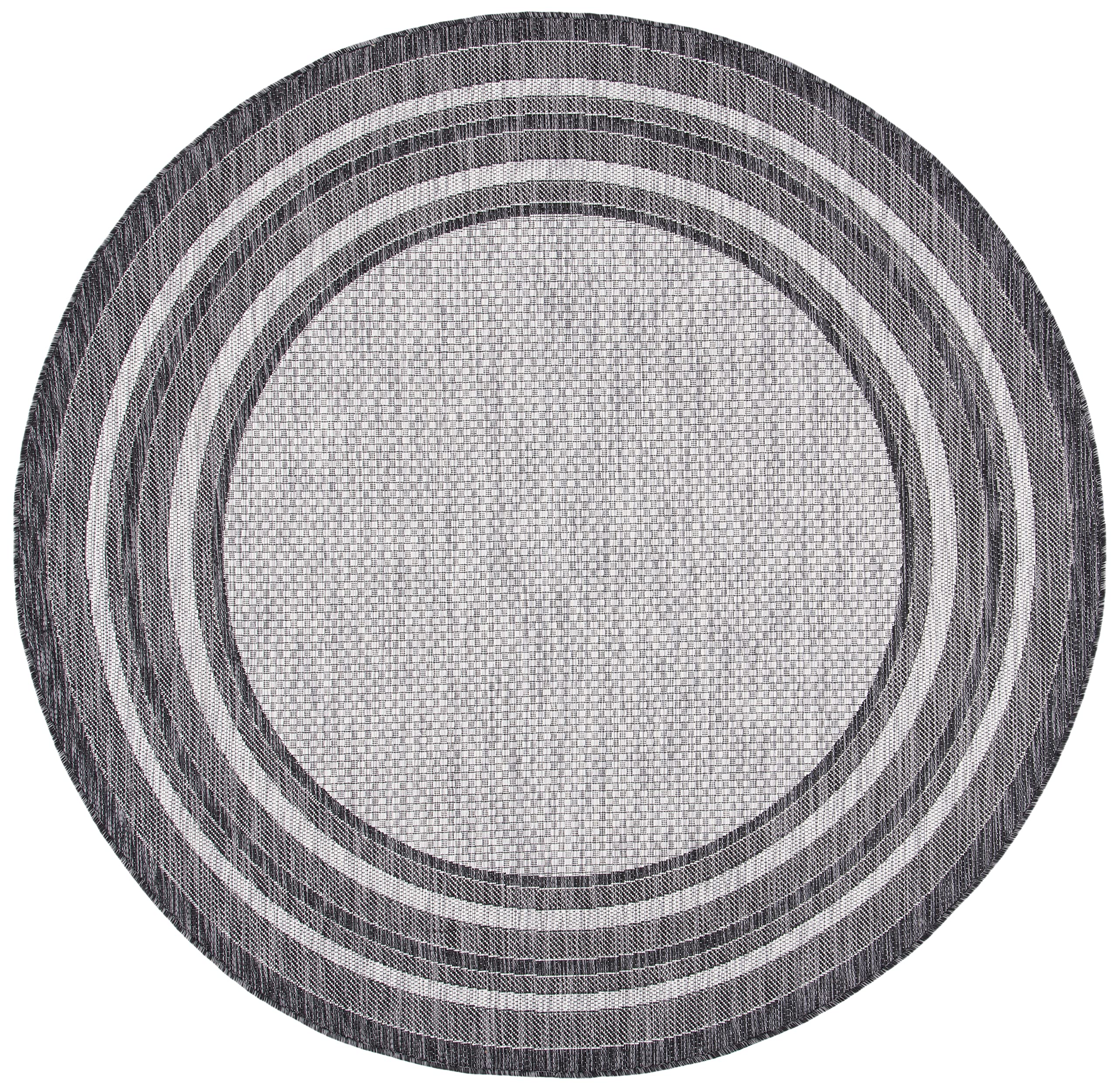 Safavieh Courtyard Collection 4' Round Light Grey/Black Cy8475 Indoor/Outdoor Non-Shedding Easy Cleaning Patio Backyard Porch Deck Mudroom Area Rug
