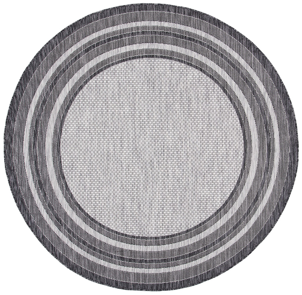 Safavieh Courtyard Collection 5'3' Round Light Grey/Black Cy8475 Indoor/Outdoor Non-Shedding Easy Cleaning Patio Backyard Porch Deck Mudroom Area Rug