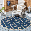 SAFAVIEH Courtyard Collection 53 Round Navy/Beige CY6914 Trellis Indoor/ Outdoor Waterproof Easy--Cleaning Patio Backyard Mudro