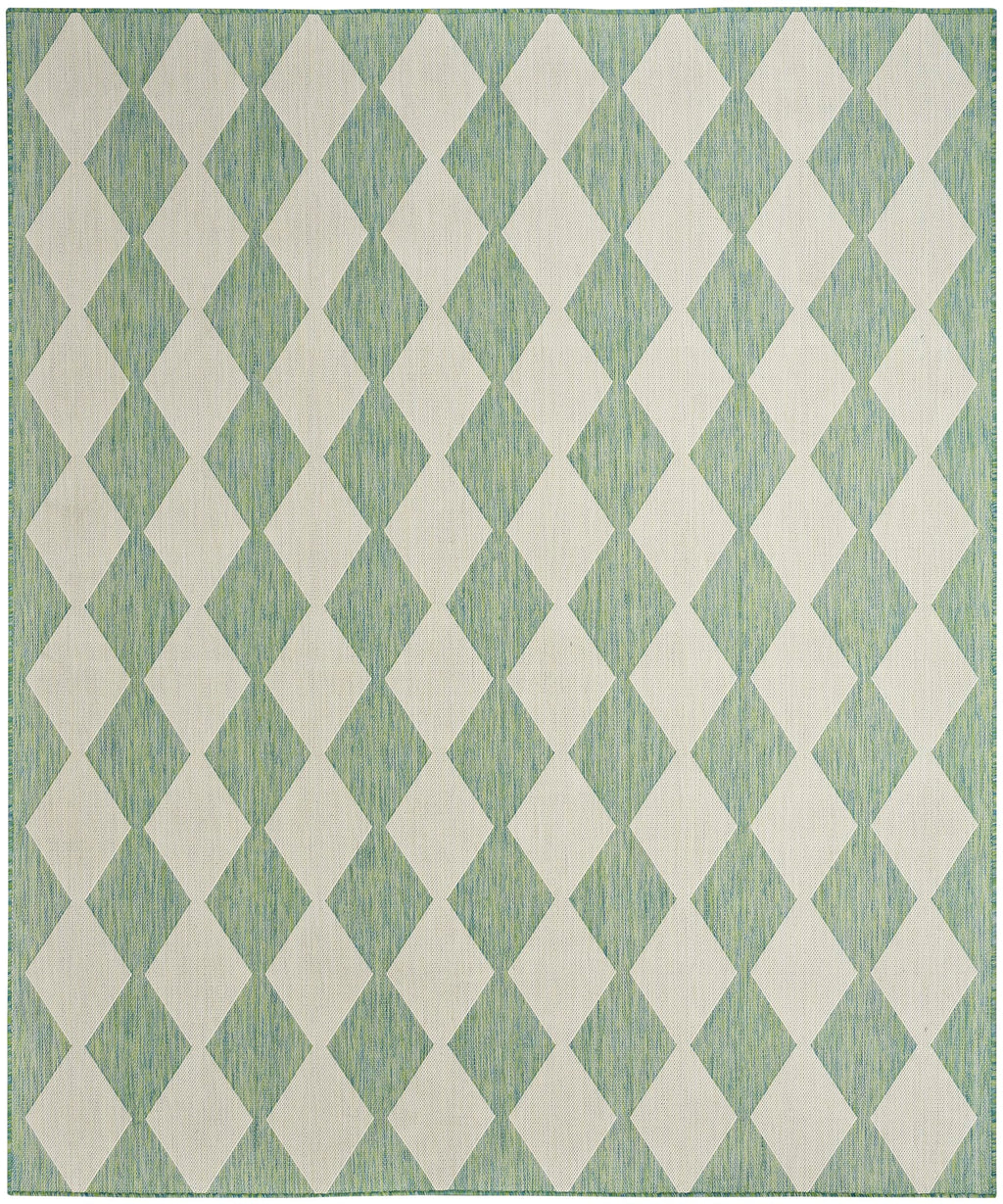 Nourison Positano Indoor-Outdoor Blue Green 8' X 10' Area Rug, Easy Cleaning, Non Shedding, Bed Room, Living Room, Dining Room, Backyard, Deck, Patio (8X10)