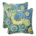 Pillow Perfect - 535265 Outdoor/Indoor Omnia Lagoon Throw Pillows, 18.5' X 18.5', Blue, 2 Pack
