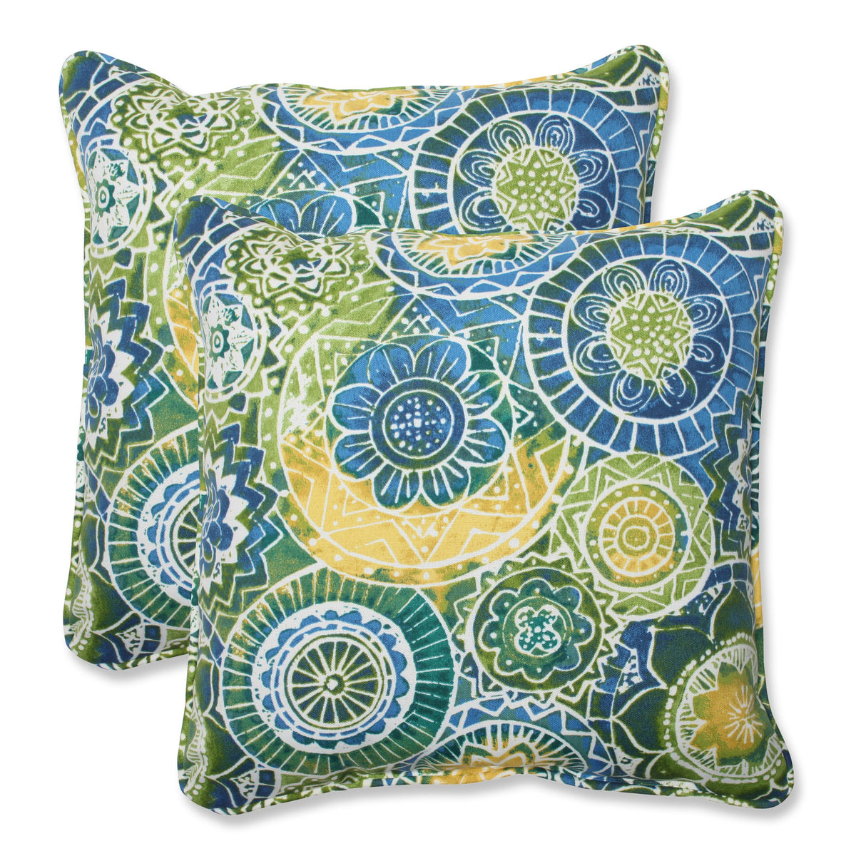 Pillow Perfect - 535265 Outdoor/Indoor Omnia Lagoon Throw Pillows, 18.5' X 18.5', Blue, 2 Pack