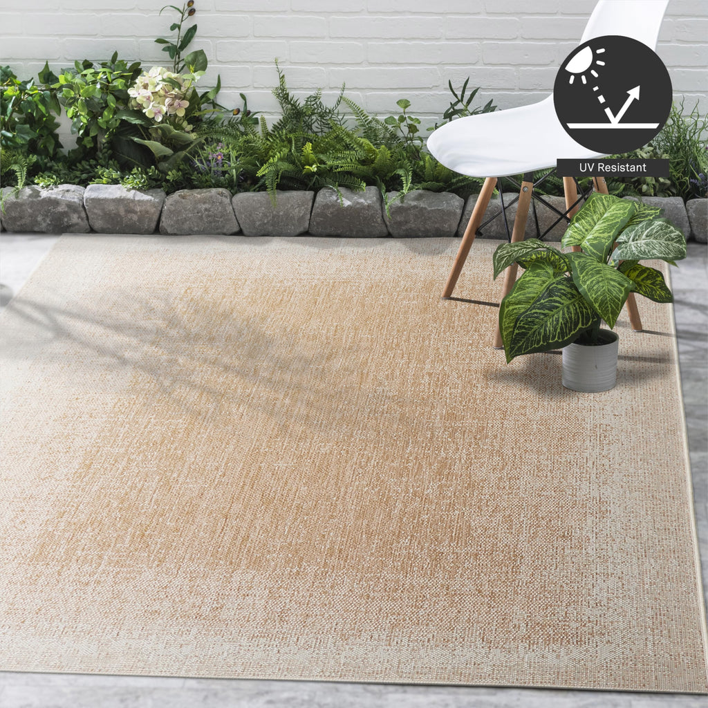Fh Home Outdoor Area Rug - Waterproof Easy To Clean Stain Resistant - Patio Indoor Outdoor Porch Deck Balcony Entryway - Ombre M