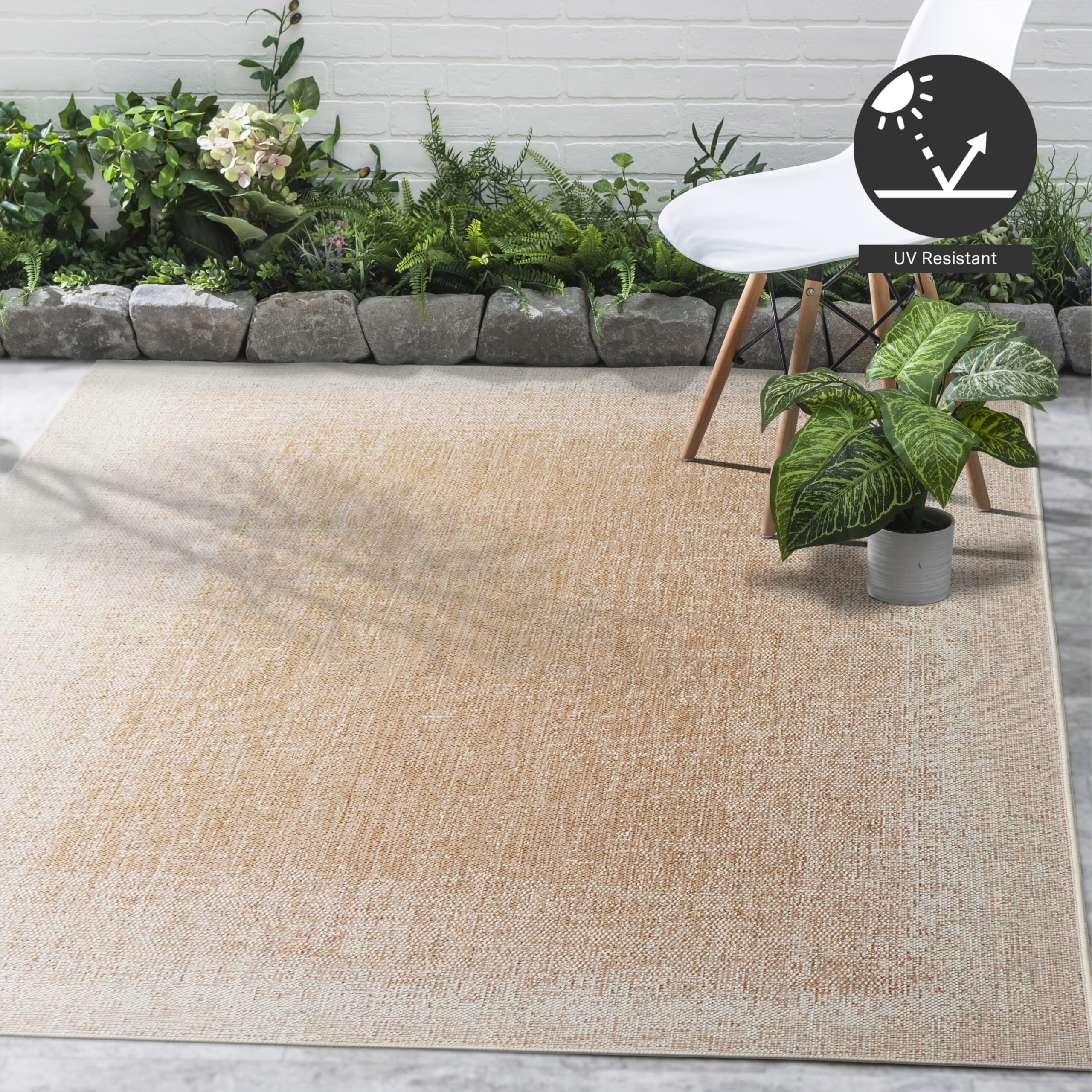 Fh Home Outdoor Area Rug - Waterproof Easy To Clean Stain Resistant - Patio Indoor Outdoor Porch Deck Balcony Entryway - Ombre M