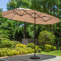 Phi Villa 13Ft Large Patio Umbrella With Solar Lights, Double-Sided Outdoor Market Rectangle Umbrella With 120 Pcs Led Lights, B