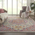 Nourison Passion Bohemian Ivory/Pink 8 x 10 Area Rug, Easy Cleaning, Non Shedding, Bed Room, Living Room, Dining Room, Kitchen