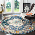 SAFAVIEH Monaco Collection 12 Round Navy/Light Blue MNC243N Boho Chic Medallion Distressed Non-Shedding Dining Room Entryway Fo