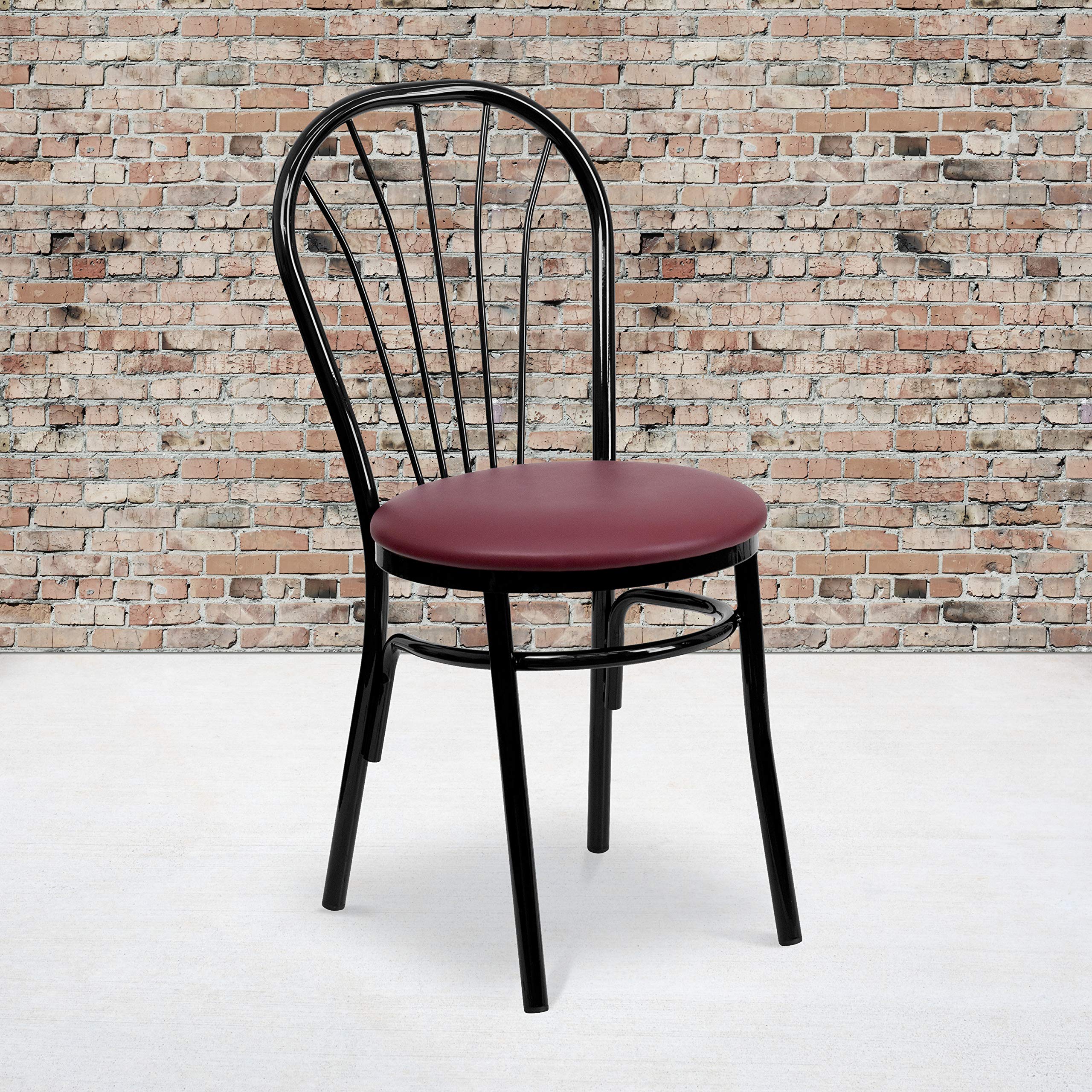 Flash Furniture Hercules Series Fan Back Metal Chair - Burgundy Vinyl Seat