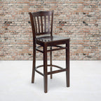Flash Furniture HERCULES Series Vertical Slat Back Walnut Wood Restaurant Barstool