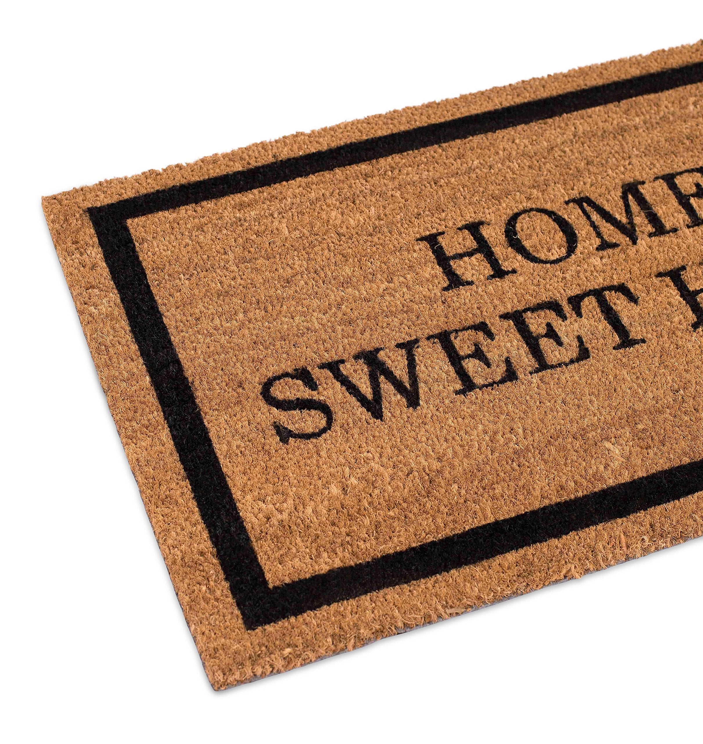 Birdrock Home - Home Sweet Home Coir Doormat - Vinyl Backed, Waterproof, Dirt Trapper, Heavy Duty For Indoor/Outdoor Entry, Porch, Garage, Black Border, Natural Fade, Mud Catching, Entrance House Mats