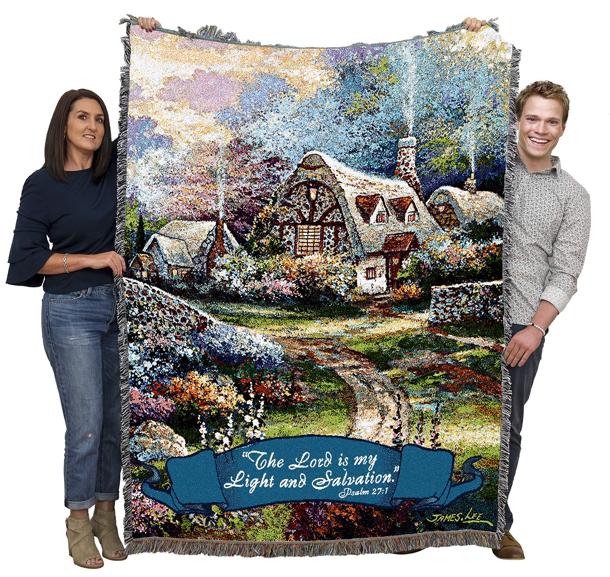 Pure Country Weavers Springtime Glory Blanket By James Lee - The Lord Is My Salvation -Scriptures -Psalm 27:1 - Religious Gift T