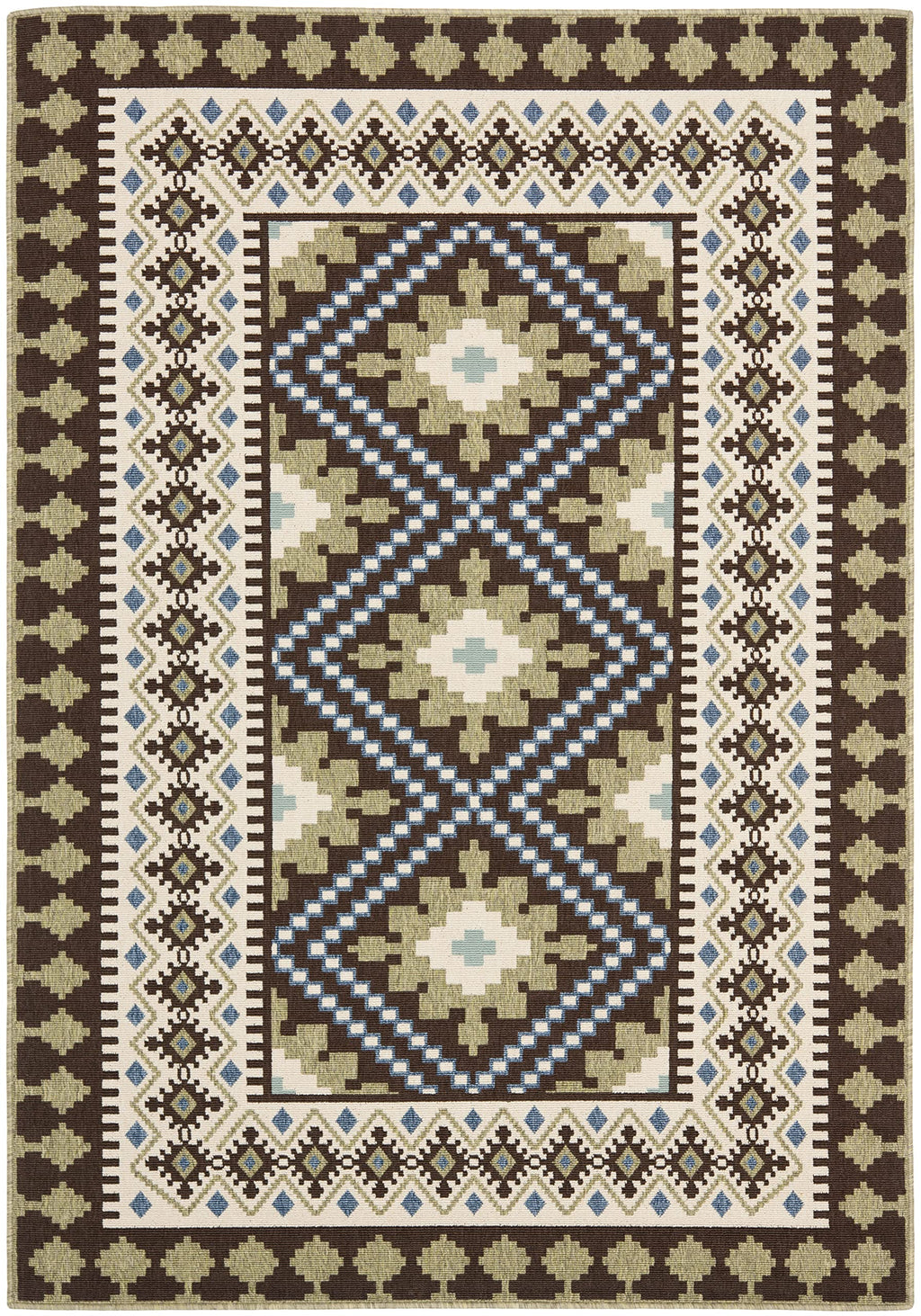 Safavieh Veranda Collection Area Rug - 5'3' X 7'7', Chocolate & Green, Boho Design, Non-Shedding & Easy Care, Indoor/Outdoor & Washable-Ideal For Patio, Backyard, Mudroom (Ver099-0624)