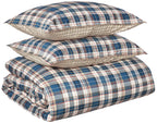 Eddie Bauer - Queen Comforter Set, Reversible Cotton Bedding With Matching Shams, Home Decor For All Seasons (Port Gamble Blue,