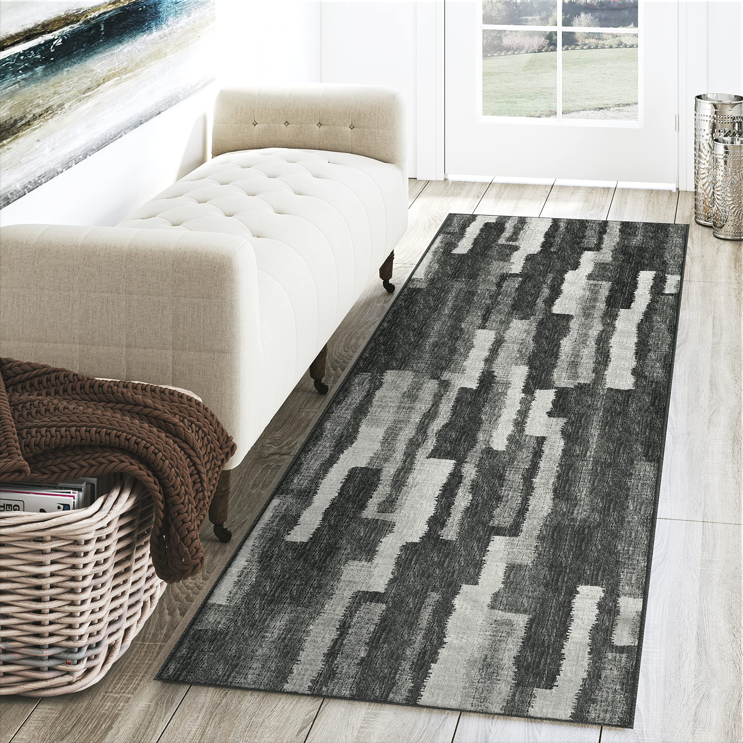 Dalyn Rugs Brisbane Br7 Bold Retro Stiped Midnight 2'3&quot; X 7'6&quot;