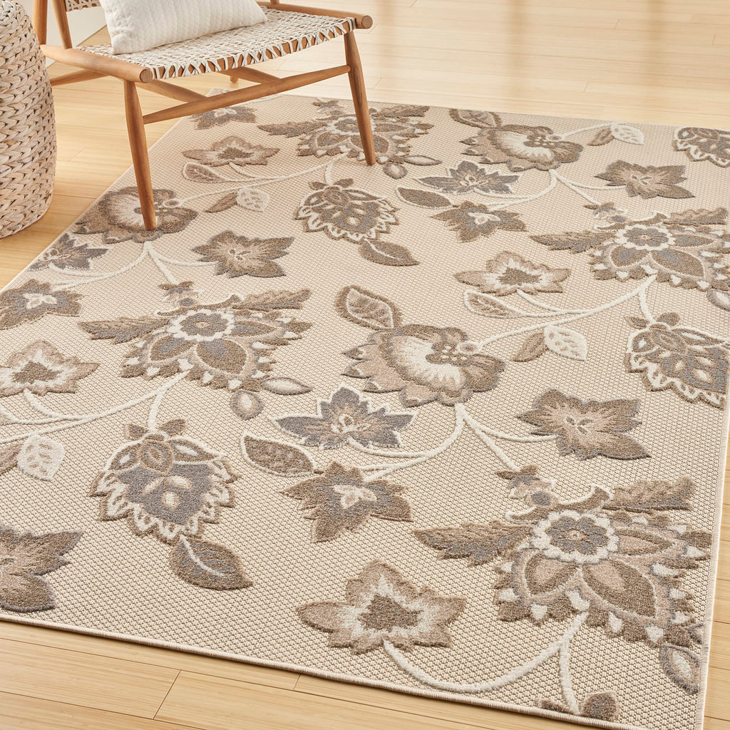 Nourison Aloha Indoor/Outdoor Beige 6' X 9' Area Rug, Easy Cleaning, Non Shedding, Bed Room, Living Room, Dining Room, Kitchen (6X9)