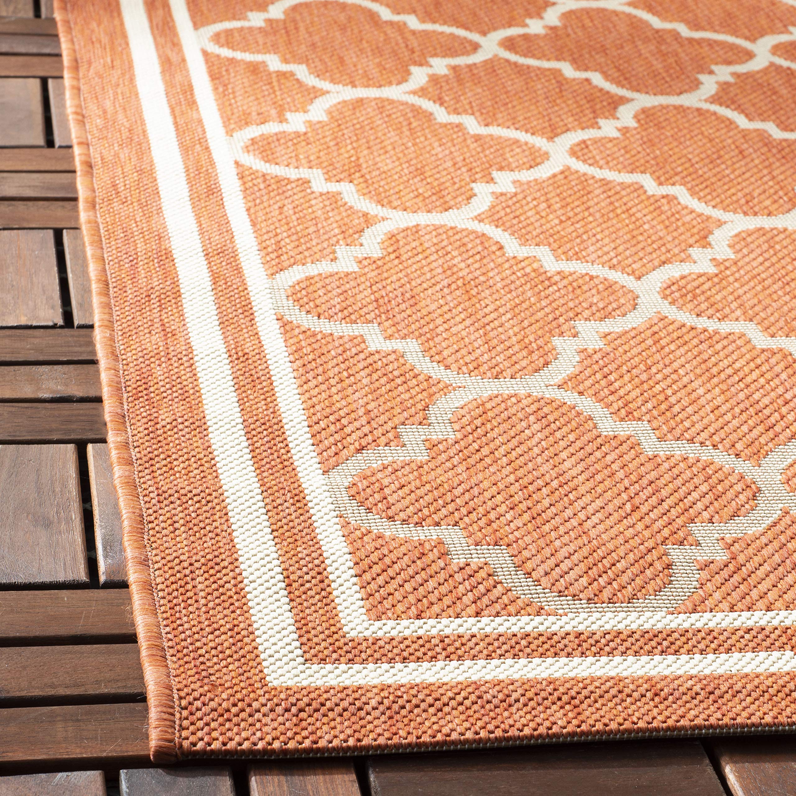 Safavieh Courtyard Collection 8' X 10' Black/Beige Cy6918 Trellis Indoor-Outdoor Waterproof Easy-Cleaning Patio Backyard Mudroom