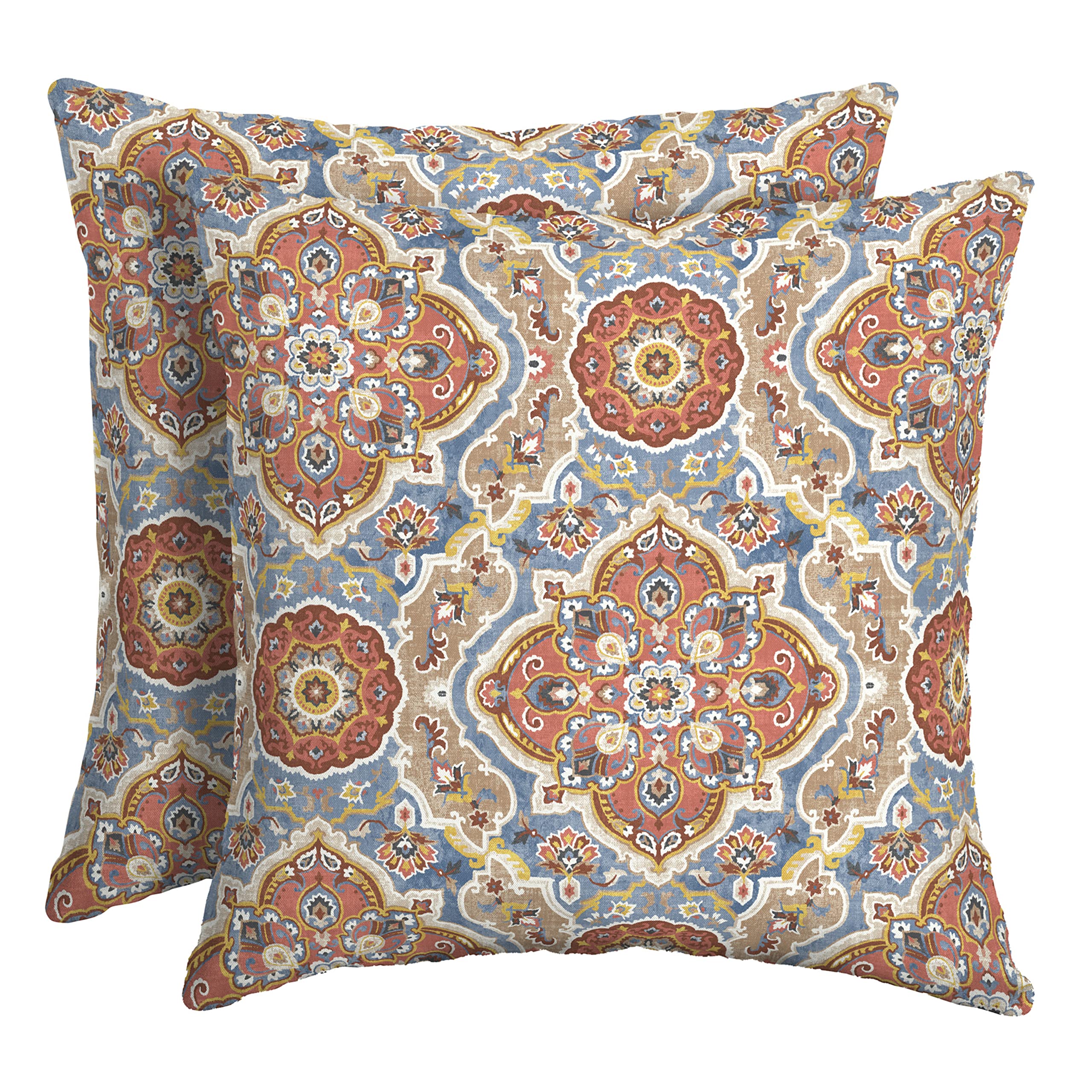 Arden Selections Outdoor Toss Pillow, Set Of 2, 16 X 16, Water Repellent, Fade Resistant 16 X 16, Global Vintage Medallion